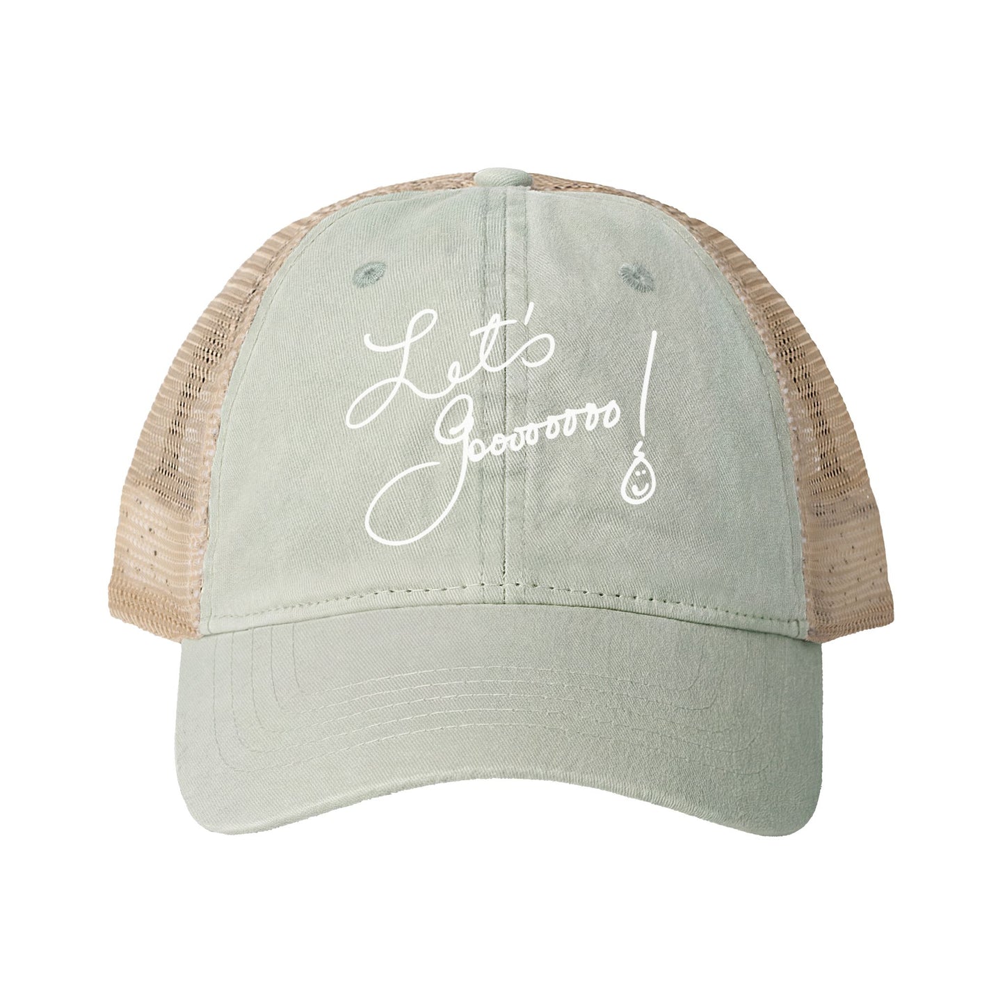Let’s Go!! Women's Washed Print and Embroidered Mesh-Back Cap
